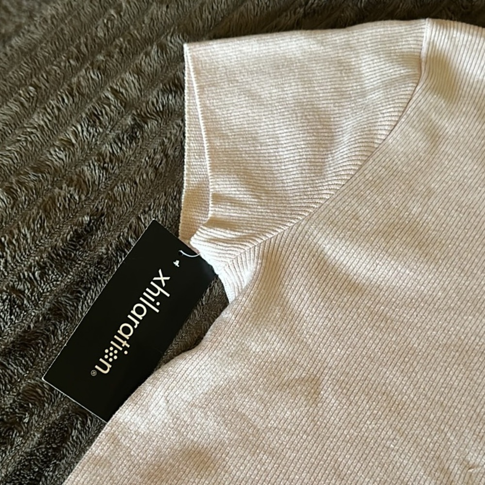 Xhilaration Light Pink Ribbed Cotton Fabric V Neck Top Size XL New - Picture 4 of 5